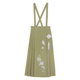 Design New Green Hanfu Women's Chinese Wind Shirt Back Skirt Two-Piece Set 8431