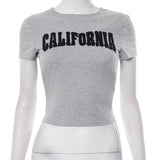 Women's Clothing 2025 Summer New Round Neck Short-Sleeved Letter Print Short-Sized Hottie Top DJPT