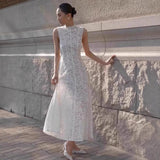 2025 White Lace Hooks And Airnecked Backwear Dresses