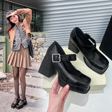 Shoes Spring New Square Head Thick Heel Women's Shoes Light Mouth Clasp Single Shoes Mary Treasure Shoes 40-43 High Quality Shoes