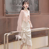 Design Gentle Autumn Chinese Style Improvement Han Elements Women's Coat Sling Skirt Suit 6934