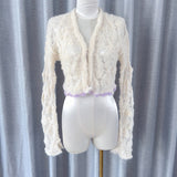 Early Autumn New Design Purple Knitted V-Neck Sweater Cardigan