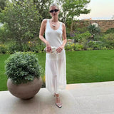 Fashion French Casual Perspective Sleeveless Solid Dresses For Summer 2024 Summer