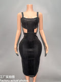 Women's Clothing Sexy Bare Back Sling Bag Hip Dress Banquet Temperament French High-End Feel Bandage Dress