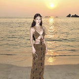 Style Hottie Sexy V-Neck Slings Body-Body-To-Scks Dress Seaside Holiday Style Design Reveals Back Dress