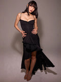 Style Sexy New Slings Solid V-Neck High-Ball Net Repair Medium Long Dress HZ0628