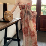 Temperament Thin Niche Tie-Dye Dress Atmosphere Seaside Vacation Sling Skirt