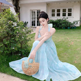 Travel To Take Pictures Of Beach Dress Temperament Bare Back Hanging Neck Hanging Dress Summer Seaside Holiday Fairy Dress