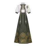 Mysterious Magic Chinese Style Improve The Chinese Element Of Women's Short-Sleeved Top Dress Dress Set 9065