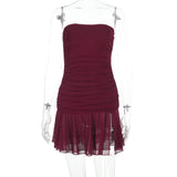 Sexy V Sexy V Sexy Netɴ Brasless Cuffed Bleeved Bleeved Open Fork Dress DJPT