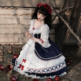 Court White Snowy Lolita Women's Short-Sleeved Dress Everyday Cute Lolita Sweet Dress 6345