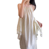 Leaf Loose Hanging Neck Hanging Dress Women Summer Lazy Holiday Style Dress Lot