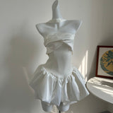 Design Pure White Hanging Neck Shoulder Repair Tecticula Tsets Birthday Dress Anti-Walking Trousers Small HZ0628