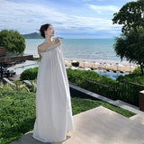 Sanya Beach Dress Seaside Holiday Dress Lazy Loose Thin Shoulder Dress Desert Photo
