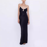 Women's New V-Necked Sling Dress With Sleeveless Dress HZ0628