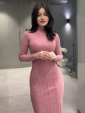 Autumn New Women's Bag Hips Waist Thin Line Pull A-Word Dress