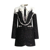 Version Of Temperament Small Fragrant Wind 2025 New Fashion Name Spliced Studded Short Dress Woman