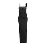 Temperament Sexy Dress 2025 Summer New Black Diamond Advanced Sensationaled Dresses