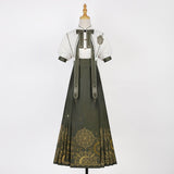 Mysterious Magic Chinese Style Improve The Chinese Element Of Women's Short-Sleeved Top Dress Dress Set 9065