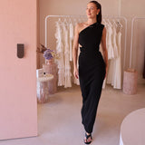 2025 New Solid Color Sleeveless Sleeveless Open Side-Bag Hip Repair Dress