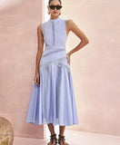 Style Dress 2025 Spring And Summer New Sleeveless Collar Sexy Lace Hollow Lotus Leaf Dress