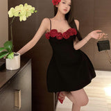 Sling Dress Women's New Summer French Thin Short Skirt Pink Waist-Ponded Skirt