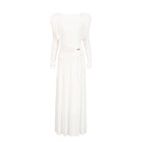 Elegant High-End Dress Dress 2025 Summer New Round Collar Kinestic Body To Collect Waist Long Dress Dress Woman