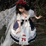 Court White Snowy Lolita Women's Short-Sleeved Dress Everyday Cute Lolita Sweet Dress 6345