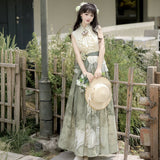 Early Morning Time Hanfu Women's Chinese Style Improve The Chinese Elements Of The New Chinese Top Skirt Dress Set 9548