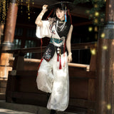 Pavilion Original Design Chinese Style Improvement Han Elements Of Women's Top Trousers Waist Seal Necklace Set9563