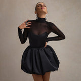 Autumn 2025 New Style Style Style Body Soaking Hem Net Yarn Sexy Dress Woman DJPT