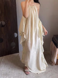 Leaf Loose Hanging Neck Hanging Dress Women Summer Lazy Holiday Style Dress Lot