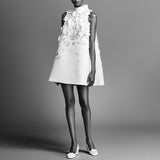 Design Famous Style Dress 2025 Spring New Three-Dimensional Flowers Sleeveless A-Shaped Dress Woman