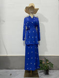 New Printed Round-Necked Long-Sleeved Dress Fashion Waist-Hanging-Sense-Sense-Sense-Snender Dress Suit