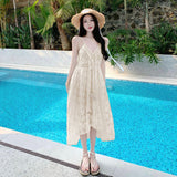 New Lace National Style Beach Dress Women's Summer Seaside Resort Style Sling Dress