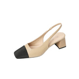 Korean Version Of The Small Side Of The Square Head Coarse Heel Women's Shoes After The Stumbling Sandals Back Empty Single Shoes Women High Quality Shoes