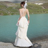 Design Sense Niche Sleeveless Hanging Neck Dress Fairy Summer Seaside Holiday Dress