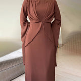 Fashion Comfortable And Loose Solid Color Temperament Bat Sleeve Dress In Autumn