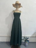 Slings Press Fresh Dress Femininity Summer Temperament A Word Dress Green