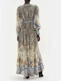 Autumn Niche Brand Middle East Dubai Famous Sexy V-Neck Personality Leopard Print Flowing Dress