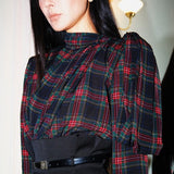 Belt) Zhao Sanguan Plaid Shirt Women 2025 Retro Plaid Shirt / High-Waisted Shorts