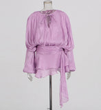 Dress 2025 Spring And Summer New Loose Long-Sleeved Sexy T-Shirt With Ribbon Dress Woman