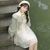 Design Bamboo Chinese Style Retro Daily Hanfu Women's Coat Dress Two-Piece 6632