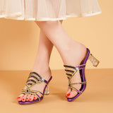 Drill Sandals Summer New Women's Cool Slippers With Fashion Crystal Coarse Heel High Heels Wear Women's Slippers Anti-Slip High Quality Shoes