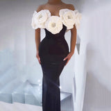 Sexy Shoulder Banded Skirt Fashion Three-Dimensional Big Flower Temperament Dress Dress Dress Dress