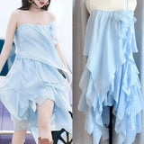 2025 Spring And Summer New Holiday Wind Three-Dimensional Flowers Hanging Neck Lotus Leaf Side Dress