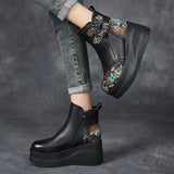 Layer Of Cow Skin National Style Characteristics Of Leisure Thick Background Ms. Comfortable Cotton Autumn And Winter Color Leather Ms. Martin Boots High Quality Shoes