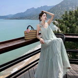 Style Skirt Sling With Long Skirt French Temperament Dress 2024 New Lazy Wind