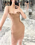 Minority Sexy Sling Dress With Breast-Wearing Women's French Fish Bone Thin-Skinny Dress Bag Hip Skirt Skirt