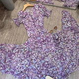 New Sen Ion Purple Rags Fashion Fresh Body Soak Sleeve Holiday Trip To Shoot Long Chiffon Dress Woman